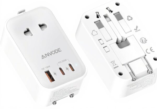 Adaptateur de voyage universel ANVODE USB C PD 20 W compact