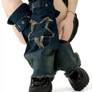 Jambières punk FANSHINUO denim croix streetwear femmes