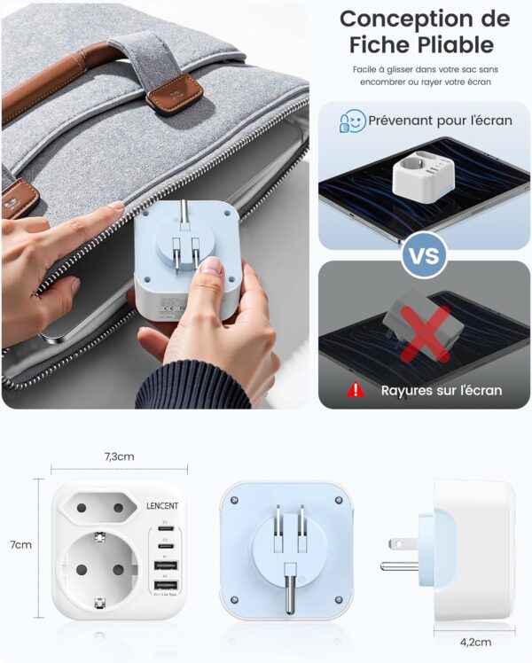 Adaptateur Prise USA LENCENT Type A B USB Voyage Compact-5