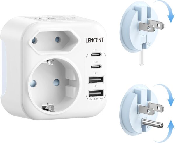 Adaptateur Prise USA LENCENT Type A B USB Voyage Compact-0